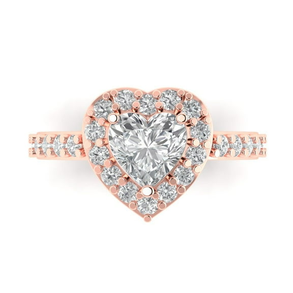 Halo Engagement Ring for Women - 2.03ct Moissanite in 18K Rose Gold Promise Ring