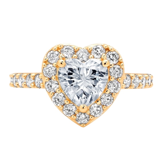 2.03 ct Heart Cut Natural Swiss Blue Topaz with Simulated Diamond Halo Accents 18K Yellow Gold Womens Engagement Ring