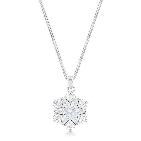 2.04 CT Rhodium Brilliant Marquise Snowflake Pendant, Clear