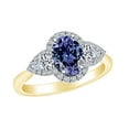 thumbnail image 1 of AFFY 2.04 Carat (Ctw) Simulated Tanzanite & White Natural Diamond Engagement Ring In 14k Solid Yellow Gold Ring Size-9.5, 1 of 1