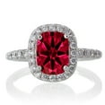 thumbnail image 1 of 2.05 Carat 7mm Cushion Cut Ruby Antique Moissanite Diamond Engagement Ring on 10k White Gold, 1 of 2