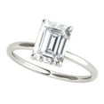 thumbnail image 1 of 2.05 Carat Emerald Cut Moissanite ( G-H/ VS1 ) And Natual Diamond Engagement Rings for Womens In 10K White Solid Gold In Ring Size 8.5, 1 of 8