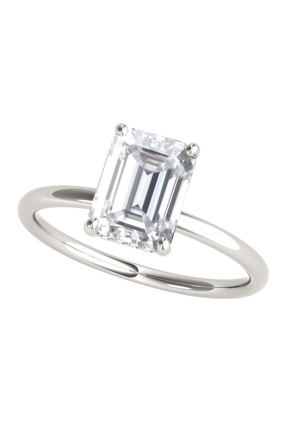 2.05 Carat Emerald Cut Moissanite ( G-H/ VS1 ) And Natual Diamond Engagement Rings for Womens In 10K White Solid Gold In Ring Size 8