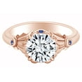 thumbnail image 1 of AFFY 2.05 Carat Round Shape Moissanite & Simulated Blue Sapphire Two-Tone Engagement Ring 14K Solid Rose Gold Ring Size-8, 1 of 2