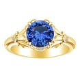 thumbnail image 1 of AFFY 2.05 Carat Round Shape Simulated Blue Sapphire & Natural Diamond Engagement Ring 14K Solid Yellow Gold Ring Size-6, 1 of 2