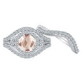 thumbnail image 1 of AFFY 2.05 Carat Round Shape Simulated Pink Morganite & Natural Diamond Bridel Ring Set 14K Solid White Gold Ring Size-9, 1 of 2