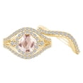 thumbnail image 1 of AFFY 2.05 Carat Round Shape Simulated Pink Morganite & Natural Diamond Bridel Ring Set 14K Solid Yellow Gold Ring Size-7, 1 of 2