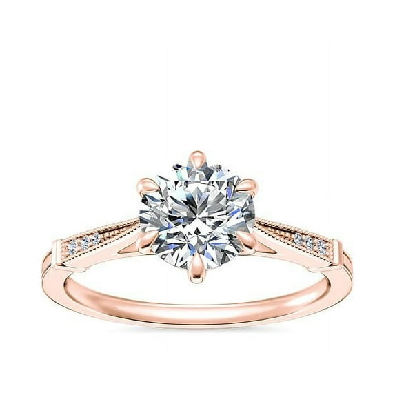 2.05 Carat Stunning Round Cut Moissanite (D/VVS1) Anniversary Ring for Wife Solid 18K Rose Gold Size 8.5 by Diamond-Capitals