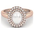thumbnail image 1 of 2.05 Cts Oval Pearl Solitaire 925 Sterling Silver Rose Vermeil Halo Engagement Mother's Day Gift Ring For Women Jewelry, 1 of 3