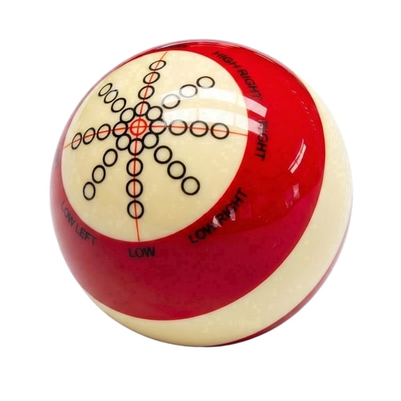 2.06" Professional Red & White Billiard Training Cue Ball | Precision Resin Practice Ball with Spin Markings for Pool Players