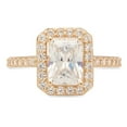 thumbnail image 1 of 2.07 ct Emerald Cut Genuine Cultured Diamond VS1-VS2 I-J 14K Yellow Gold Halo Promise Wedding Statement Engagement Designer Ring W/ Crystal side stones size 9.5, 1 of 6