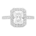 thumbnail image 1 of 2.07 ct Emerald Cut Genuine Cultured Diamond VS1-VS2 J-K 18K White Gold halo Promise Wedding Statement Engagement Designer Ring W/ Crystal side stones size 6, 1 of 6