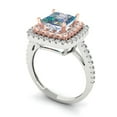 thumbnail image 1 of 2.07 ct Princess Cut Blue Moissanite Halo Engagement Ring for Women in 18K White/Rose Gold, 1 of 2