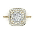 thumbnail image 1 of 2.07 ct Princess Cut Moissanite with Simulated Diamond Halo Accents 14K Yellow Gold Womens Engagement Ring, 1 of 5