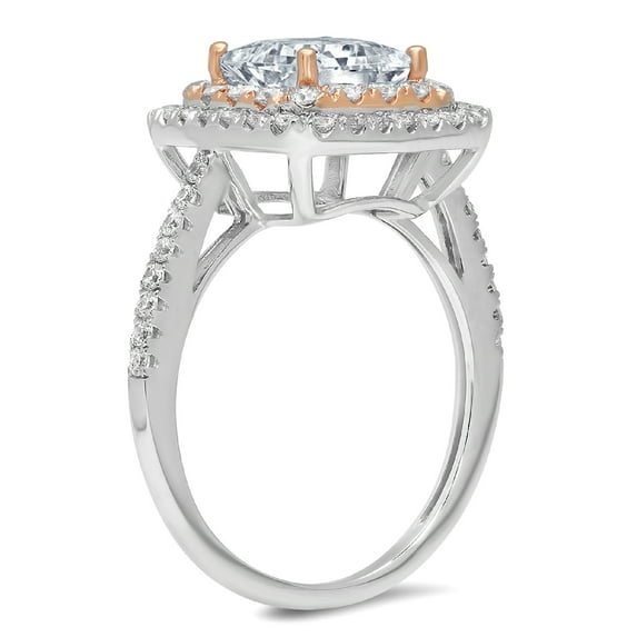 2.07 ct Princess Cut Natural Aquamarine Halo Engagement Ring for Women in 14K White/Rose Gold