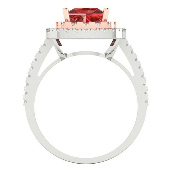 2.07 ct Princess Cut Natural Garnet Halo Engagement Ring for Women in 18K White/Rose Gold