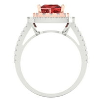 2.07 ct Princess Cut Natural Garnet Halo Engagement Ring for Women in 18K White/Rose Gold