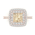 thumbnail image 1 of 2.07 ct Princess Cut Natural Morganite with Simulated Diamond Halo Accents 14K Rose Gold Womens Engagement Ring, 1 of 5