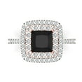 thumbnail image 1 of 2.07 ct Princess Cut Natural Onyx with Simulated Diamond Halo Accents 18K White/Rose Gold Womens Engagement Ring, 1 of 5