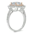 thumbnail image 1 of 2.07 ct Princess Cut Simulated Blue Diamond Halo Engagement Ring for Women in 14K White/Rose Gold, 1 of 2