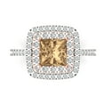 thumbnail image 1 of Clara Pucci 14K White/Rose Gold Solid Gold Champagne Halo Anniversary Ring for Women - 2.07 cttw Princess Cut, 1 of 8