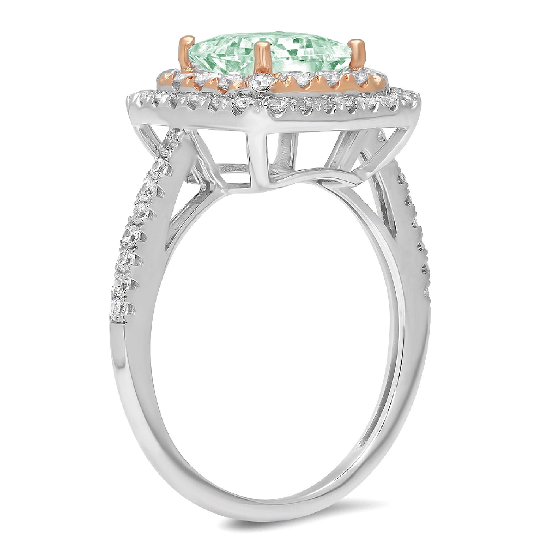 2.07 ct Princess Cut Simulated Green Diamond Halo Engagement Ring for ...
