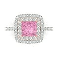 thumbnail image 1 of 2.07 ct Princess Cut Simulated Pink Diamond with Simulated Diamond Halo Accents 14K White/Rose Gold Womens Engagement Ring, 1 of 8