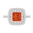 thumbnail image 1 of 2.07 ct Princess Cut Simulated Red Diamond with Simulated Diamond Halo Accents 18K White/Rose Gold Womens Engagement Ring, 1 of 5