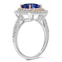 2.07 ct Princess Cut Simulated Tanzanite Halo Engagement Ring for Women in 18K White/Rose Gold