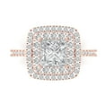 thumbnail image 1 of 2.07 ct Princess Cut White Sapphire with Simulated Diamond Halo Accents 14K Rose Gold Womens Engagement Ring, 1 of 5