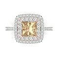 thumbnail image 1 of Clara Pucci 14K White/Rose Gold Solid Gold YellowMoissanite Halo Anniversary Ring for Women - 2.07 cttw Princess Cut, 1 of 8