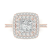 Halo Engagement Ring for Women - 2.07ct Moissanite in 18K Rose Gold Promise Ring