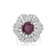 thumbnail image 1 of 2.07Cttw Ruby & 3.10Cttw Diamond Cocktail Ring 18K White Gold Size 5.5, 1 of 5