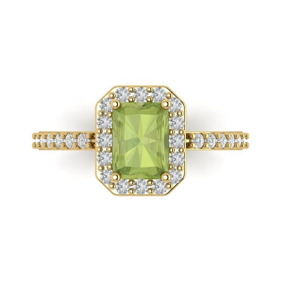 Clara Pucci 14K Yellow Gold 1.92ct Peridot Halo Ring for Women