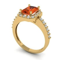2.07ct emerald cut red Zircon 18k yellow gold halo Bridal Wedding Engagement Promise Anniversary Ring for Women size 9