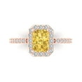 thumbnail image 1 of 1.92 ct Emerald Cut Simulated Yellow Diamond Solitaire with Simulated Diamond Accents 18K Rose Gold Womens Engagement Ring, 1 of 5