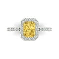 thumbnail image 1 of 1.92 ctw Solitaire with Zirconia Diamond Accents Anniversary Ring for Women | Emerald Cut Natural Citrine | Hyperallergenic Solid 18K White Gold, 1 of 5