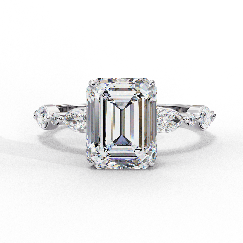 2.08 CT Emerald Shape IGI Certified Lab Created Diamond Side Marquise ...