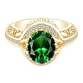 thumbnail image 1 of AFFY 2.08 Carat Oval Shape Green Emerald & Natural Diamond Halo Wedding Ring Set 14K Solid Yellow Gold Ring Size-6, 1 of 2
