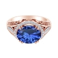 thumbnail image 1 of AFFY 2.08 Carat Oval Shape Simulated Blue Sapphire & Natural Diamond Unique Engagement Ring 14K Solid Rose Gold Ring Size-6, 1 of 2