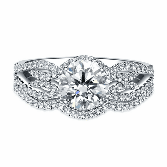 2.08 Ct White Diamond Round Matching Bridal Set Ring- 925 Sterling Silver- Handmade Ring