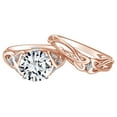 thumbnail image 1 of AFFY 2.09 Carat Round Shape Moissanite & Natural Diamond Unique Engagement Ring Set 14K Solid Rose Gold Ring Size-5, 1 of 2