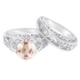 thumbnail image 1 of AFFY 2.09 Carat Round Shape Simulated Morganite & Natural Diamond Bridel Set Ring 14K Solid White Gold Ring Size-9.5, 1 of 2