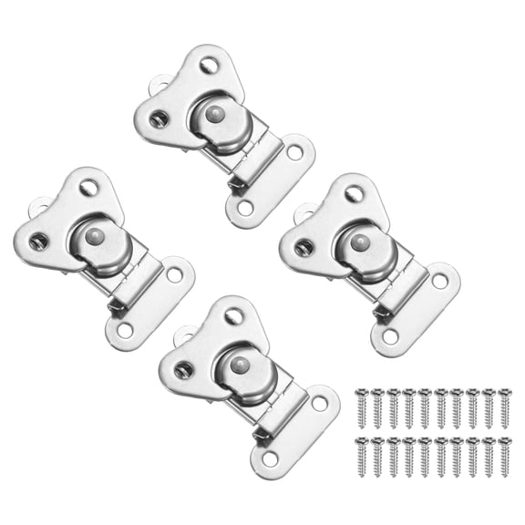 2.09x1.5" Spring Loaded Butterfly Twist Latch, 4Pcs Steel Twist Latch & Keeper Silver