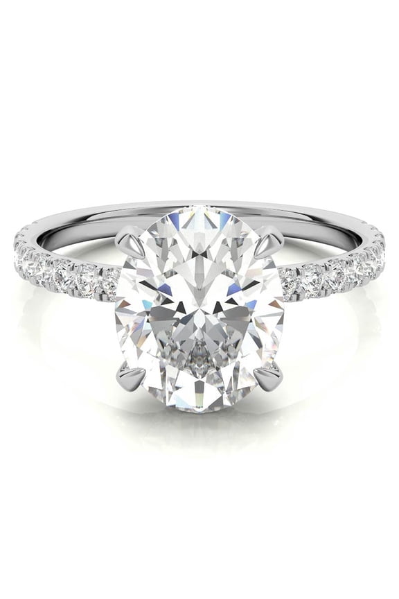 2.0CT Oval Lab Grown Diamond Ring, IGI Certified Main Diamond, CVD Diamond Ring Gift for Her