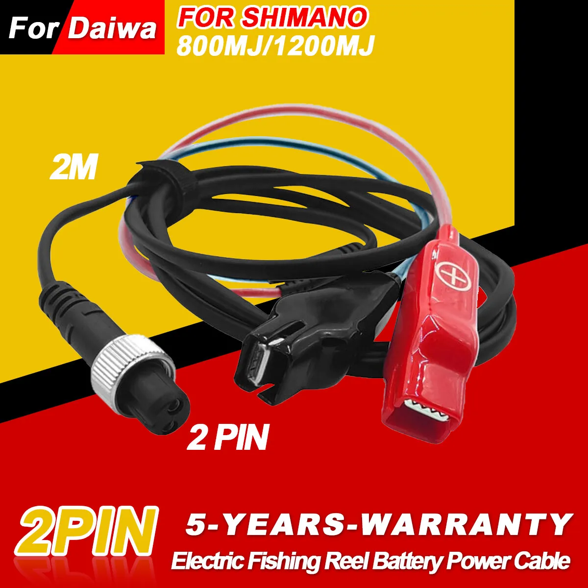 1.5M Power Cable For Daiwa 1200MJ 1200J 800MJ 800MJS Electric Reel Cord  2-Pin Genuine