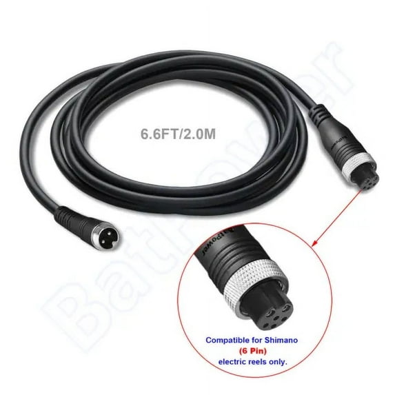 2.0M Power Cable For Shimano 6PIN Electric Reel Power Cord 6 Pin For Plemio3000
