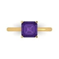 thumbnail image 1 of 2 ct Asscher Cut Natural Amethyst Solitaire Engagement Ring for Women in 18K Yellow Gold, 1 of 5