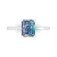 thumbnail image 1 of 2 ct Emerald Cut Blue Moissanite Solitaire Engagement Ring for Women in 18K White Gold, 1 of 5