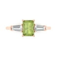 thumbnail image 1 of 1.5 ct Emerald Cut Natural Peridot Three-Stone Engagement Ring for Women in 18K Rose Gold, 1 of 5